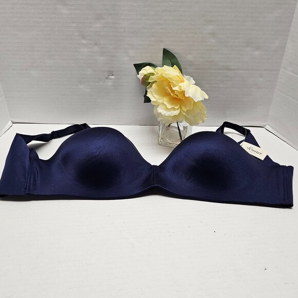 New Soft Wireless Navy Blue Soma Vanishing Back Womens Bra 40D - Picture 1 of 8